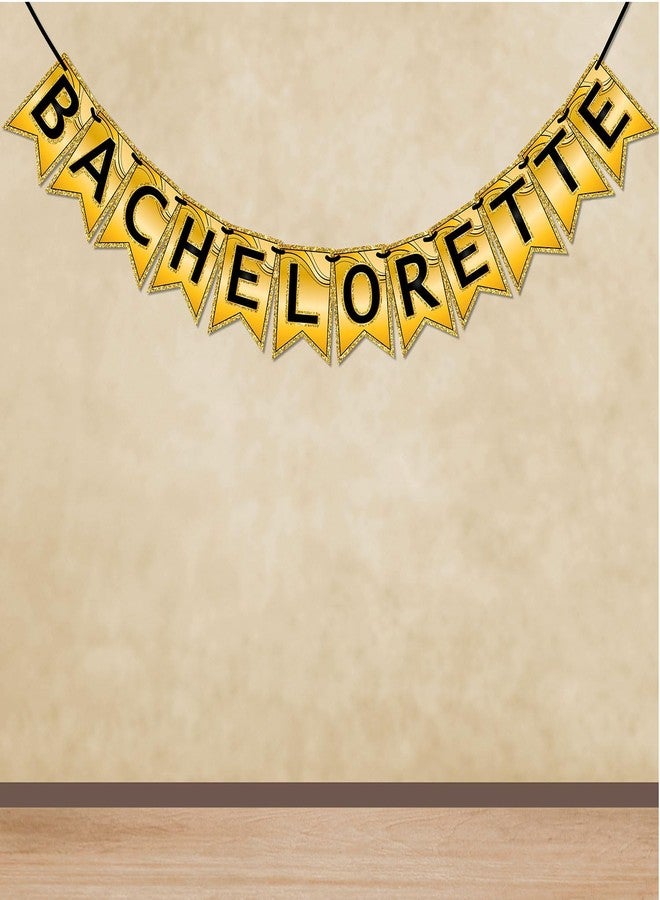WOBBOX Bachelorette Bunting Banner, Bridal Shower Decorations, Bachelorette Party Banner For Bride & Groom, Bachelorette Party Decorations Items- Black & Golden Glitter Bachelorette - Image 1